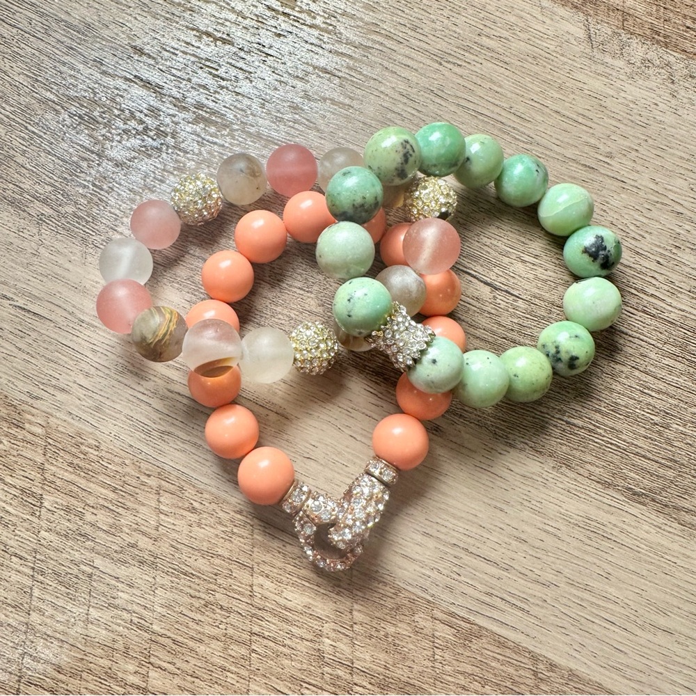 Gemstone Pave Bracelet Set